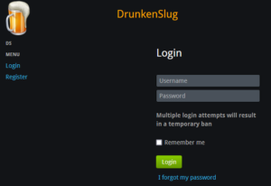 Drunkenslug login screen